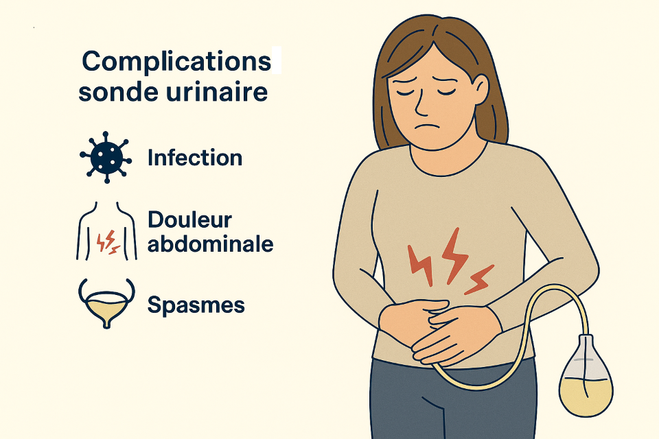 Sonde urinaire douleur complications abdominales